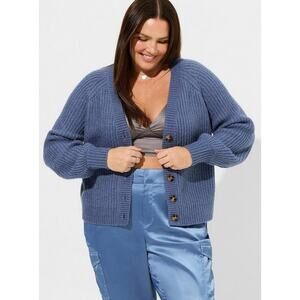 Torrid Jumper Cardigan Sweater Button Front Blue Horizon Lounge Plus Size 3X